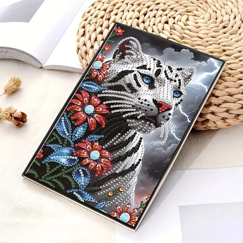 White Tiger Notebook, Journal, Sketchbook Diamond Jewel Art COMPLETED image 1