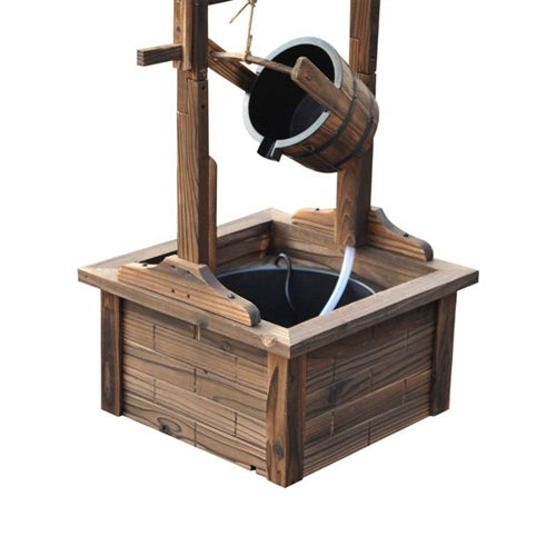 Outdoor Garden Solid Wood Wishing Well Water Fountain with Bucket and Pump image 2