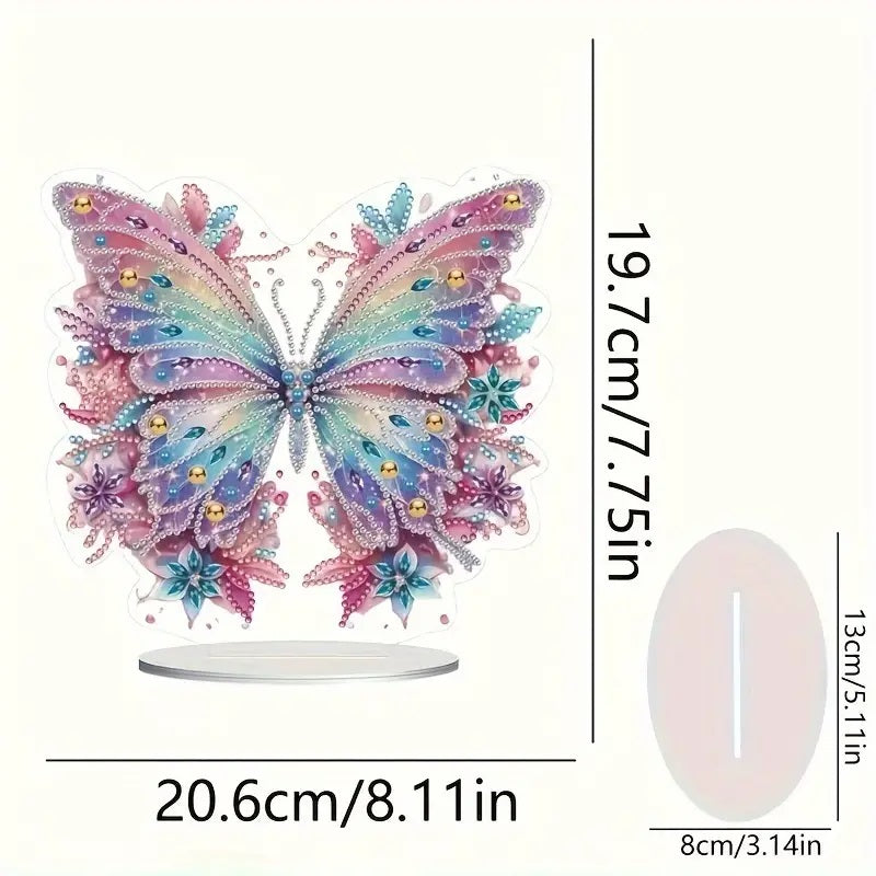 Sparkling Butterfly Diamond Jewel Art On Stand, Home & Bedroom Decor COMPLETED image 3