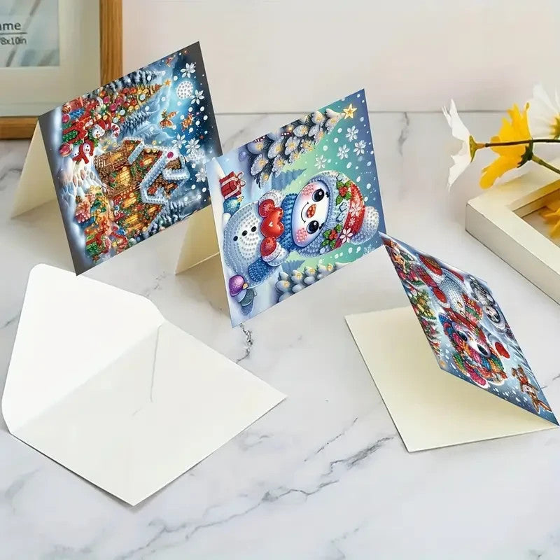 6 Christmas Snowman and Santa Greeting Cards Handmade COMPLETED & SEALED