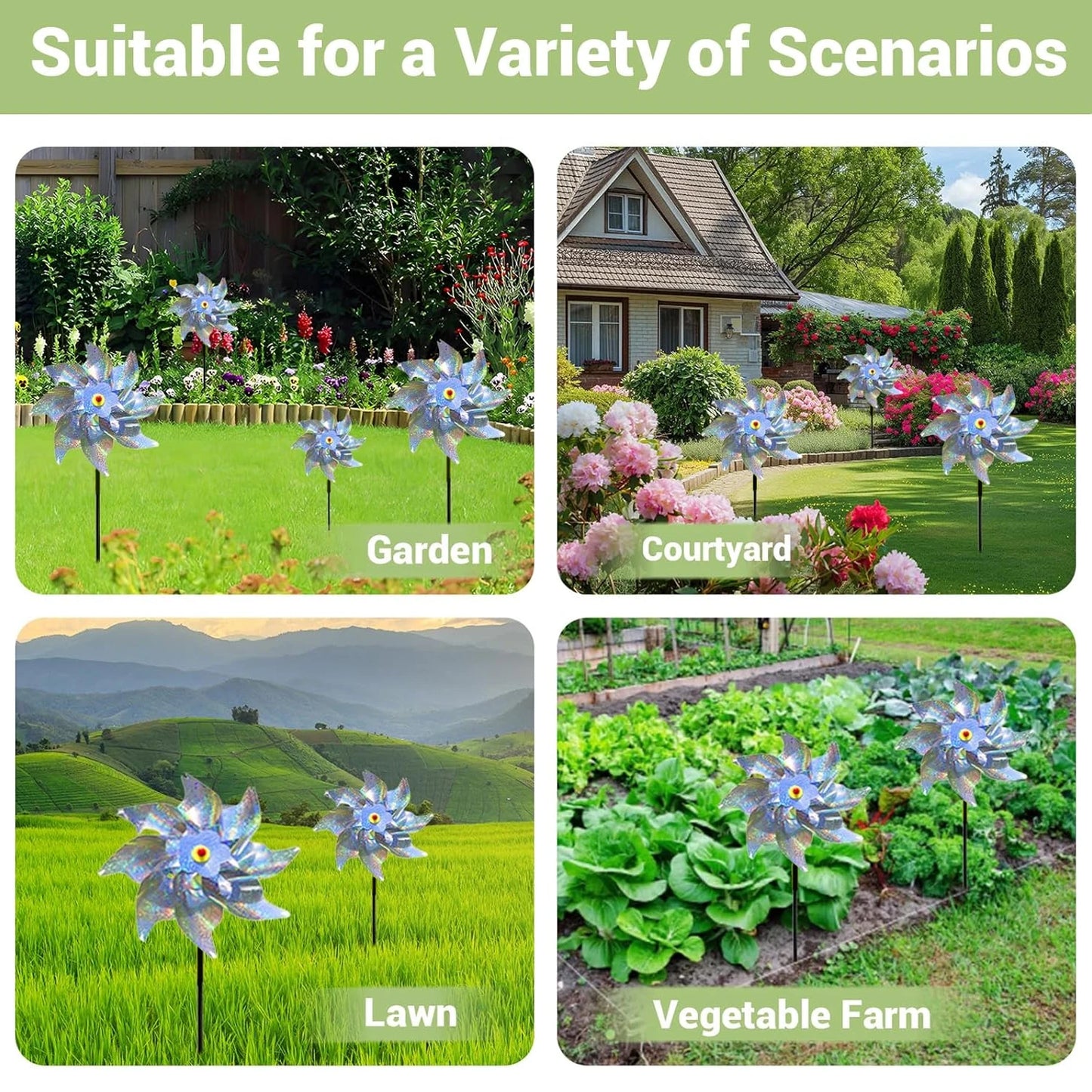 Wind Spinner Decor for Girls Bird Repellent Windmill Outdoor Garden Ornaments Balcony Accessories Vane Gardening Decoration Yard