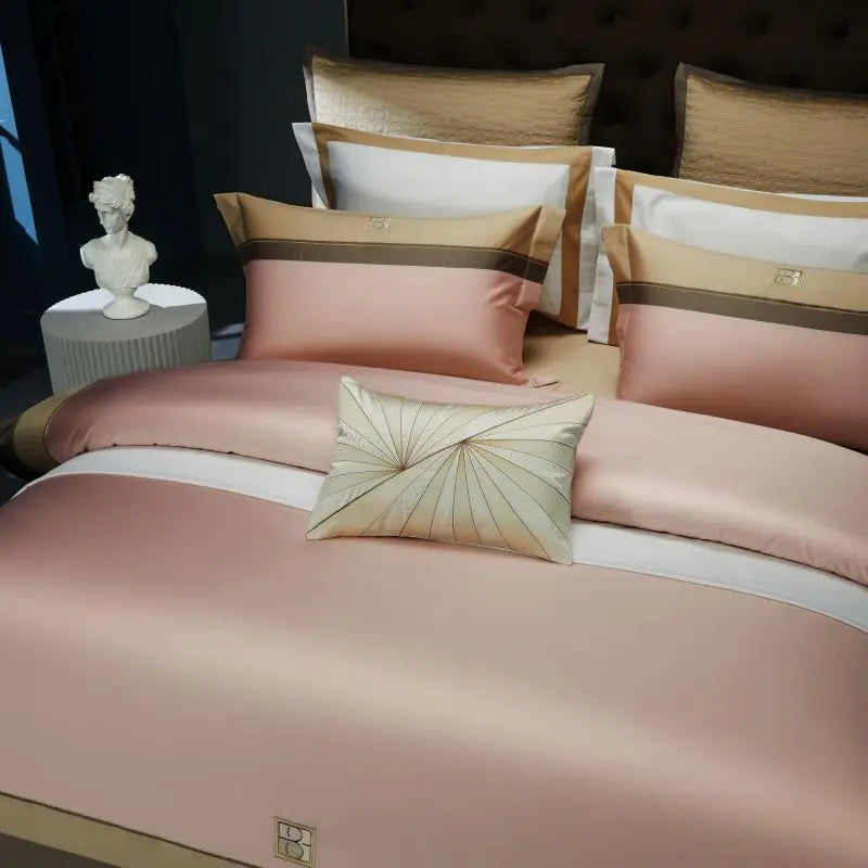 Luxury Embroidery Bedding Set, 1000TC Egyptian Cotton, Soft Silky Duvet Cover, Bed Sheet, Pillowcases, Hotel Style, 4 Pcs