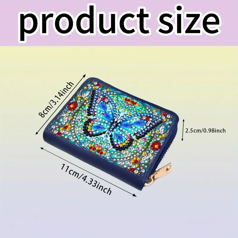 Vibrant Butterfly & Floral Credit Card Organizer Purse Diamond Jewel Art
