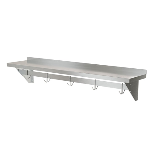 Stainless Steel Heavy Duty Wall Shelf with Pot Rack - 12 inches x 60 inches image 1