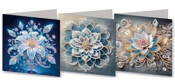 6 Unique Floral Note Greeting Cards Diamond Jewel Art COMPLETED image 1
