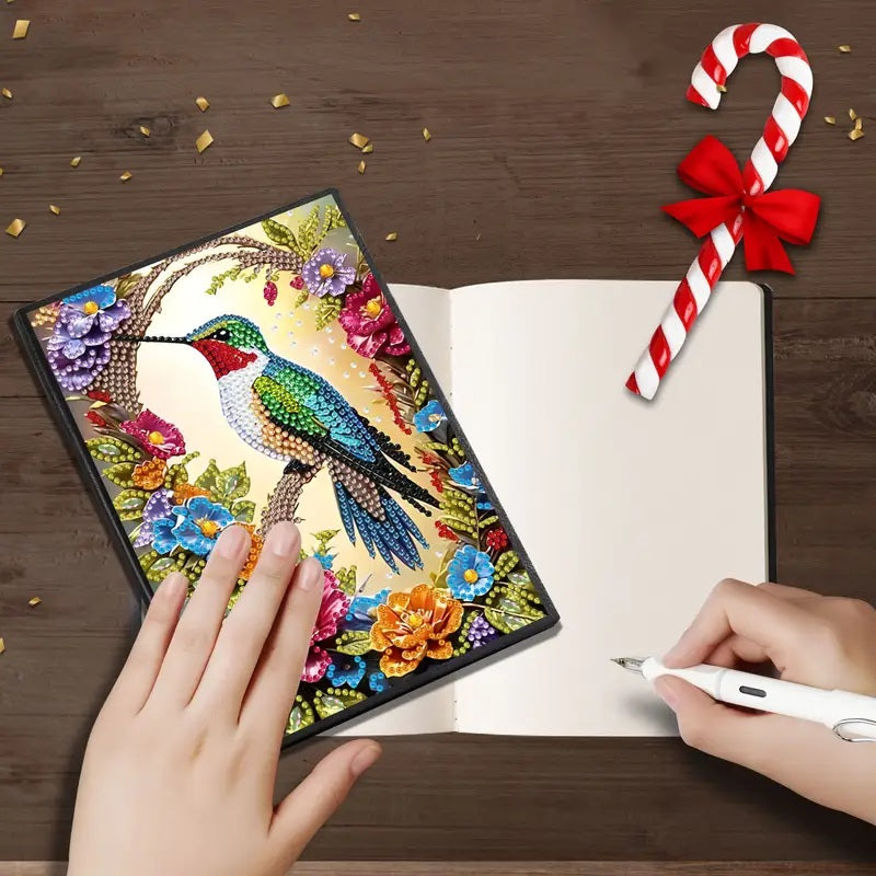 Flowers Bird Hummingbird Notebook Journal Diamond Jewel Art COMPLETED image 2