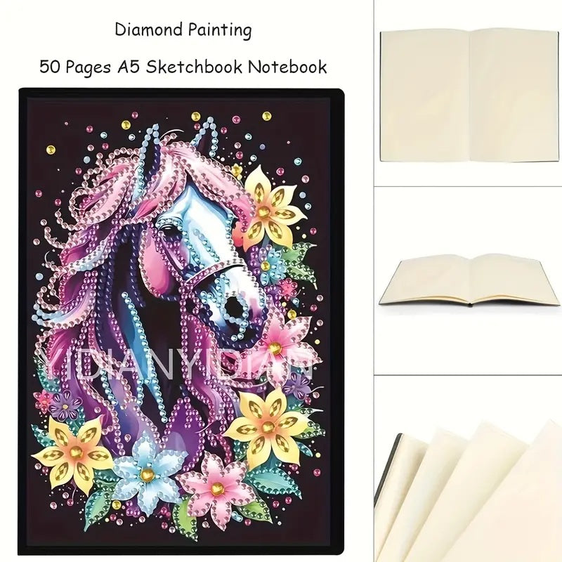 Horse Notebook, Journal, Sketchbook Diamond Jewel Art COMPLETED image 4