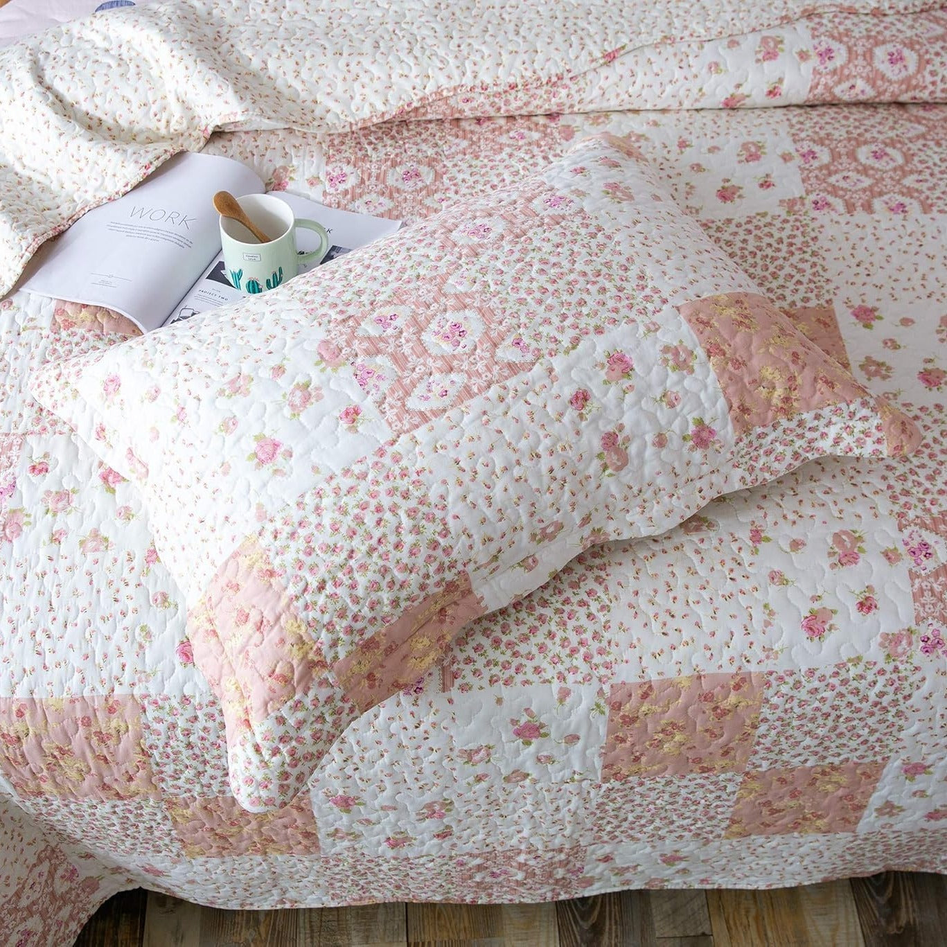 2/3pcs Light Floral Quilt Set, Cute Print All Season Lightweight Bedspread Cover image 26