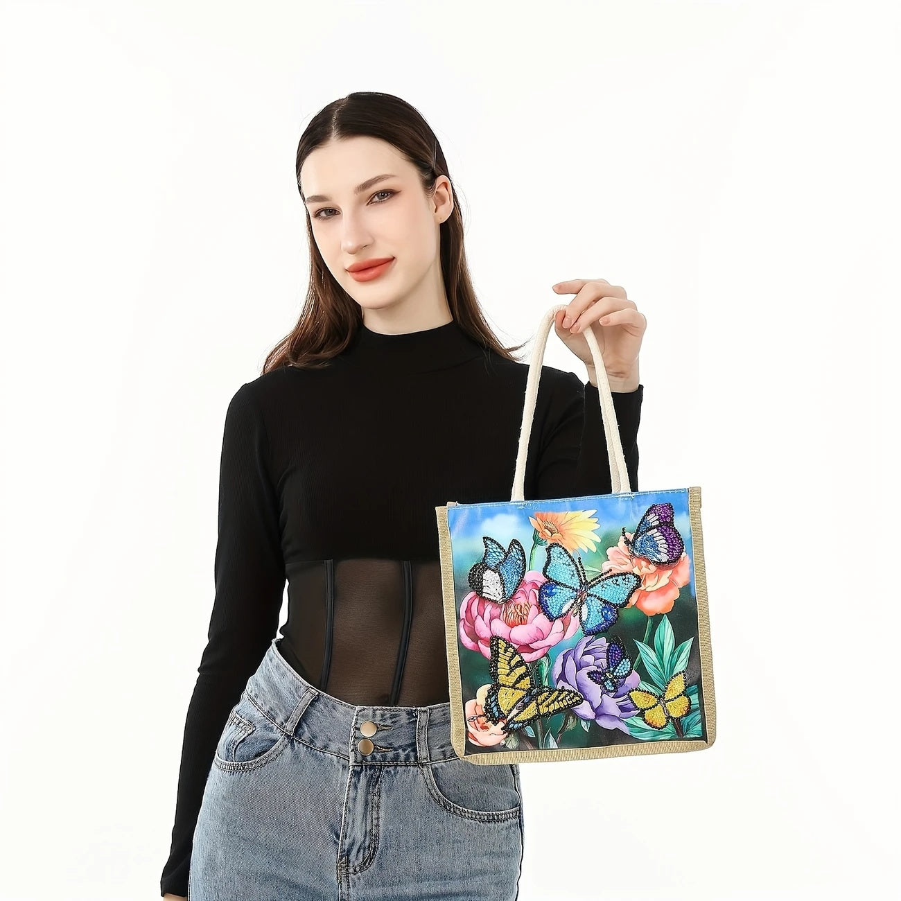 Butterfly Handbag Diamond Jewel Art Painting COMPLETED image 1