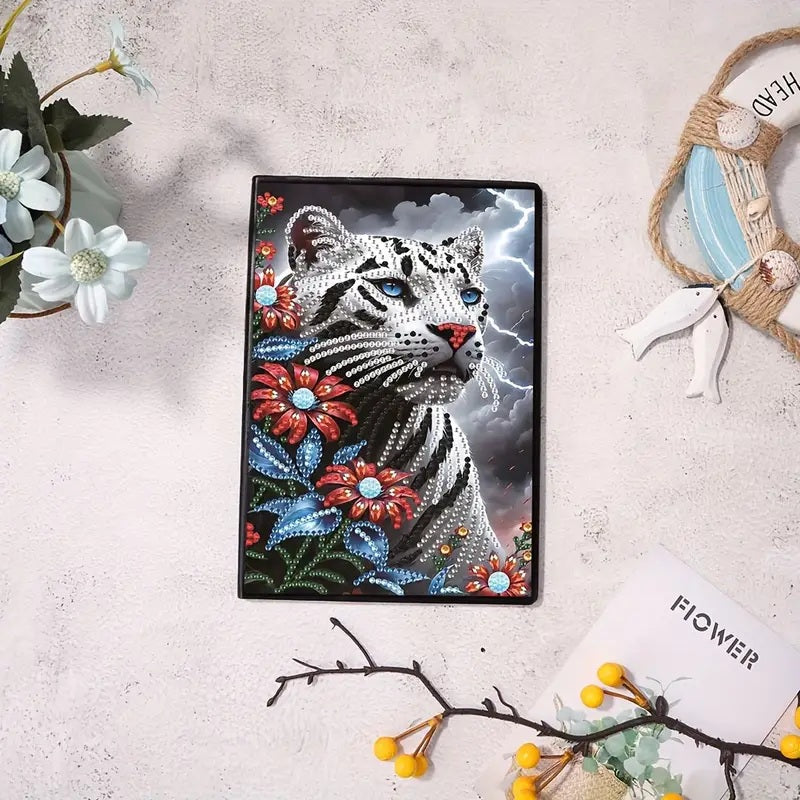 White Tiger Notebook, Journal, Sketchbook Diamond Jewel Art COMPLETED image 2
