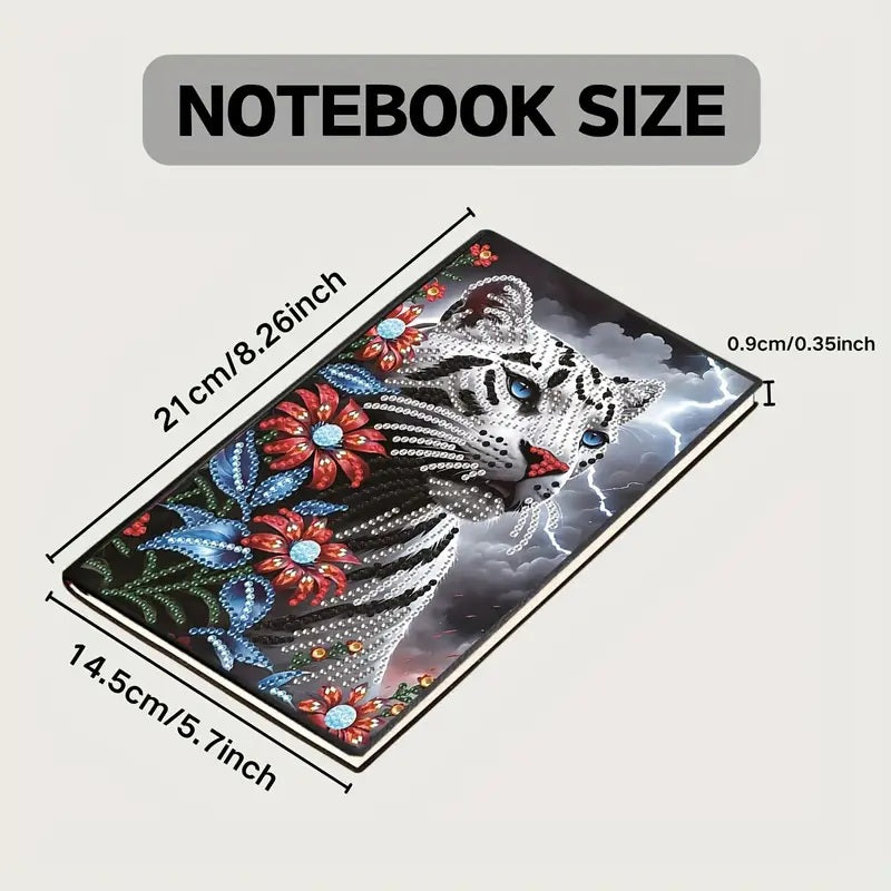 White Tiger Notebook, Journal, Sketchbook Diamond Jewel Art COMPLETED image 4