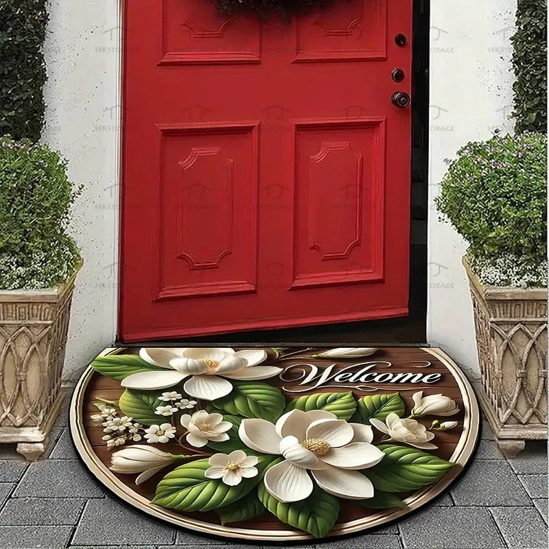 VIKAMA Crystal Velvet Boho Half Round Carpett Living Room Entryway Floor Mat Non image 12