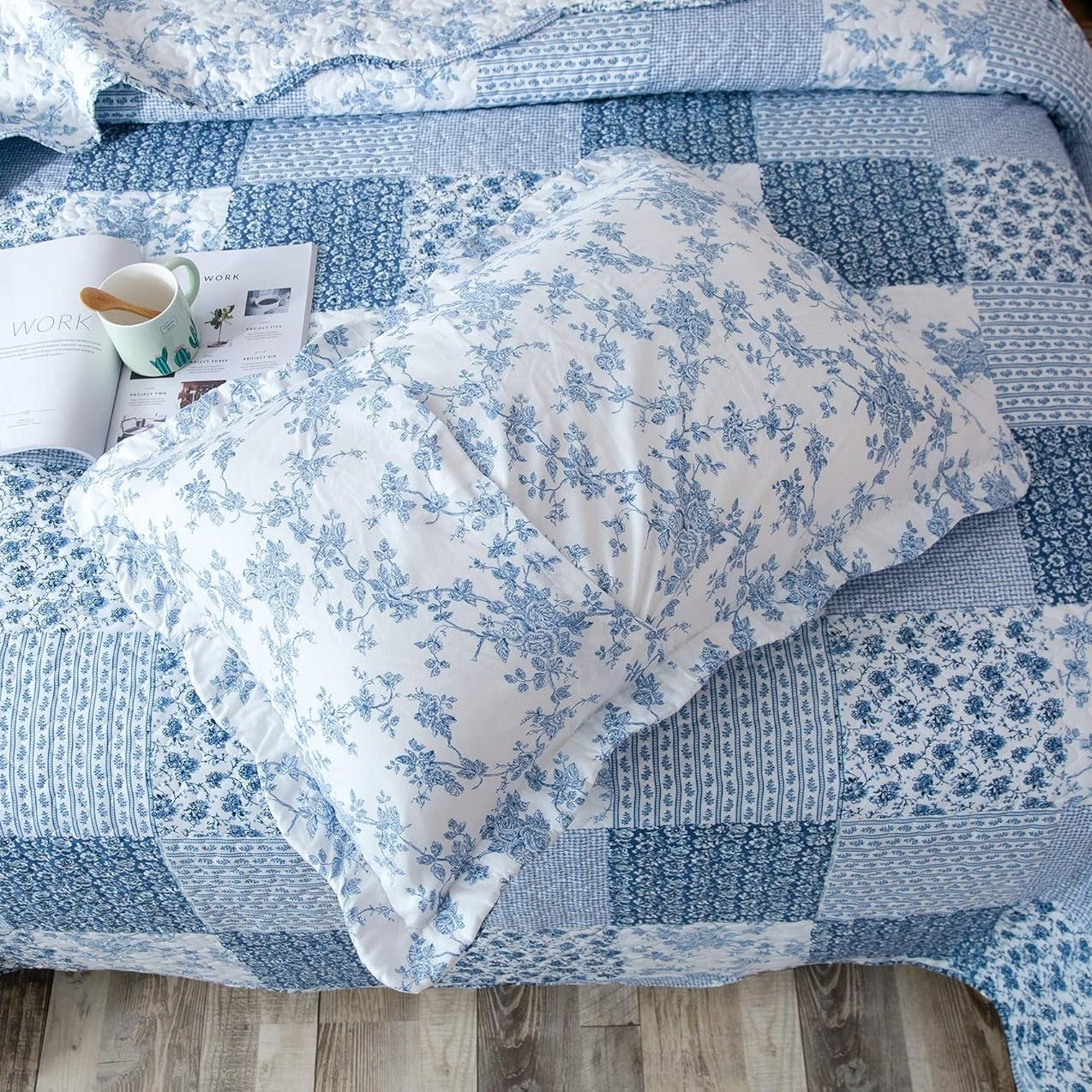 2/3pcs Light Floral Quilt Set, Cute Print All Season Lightweight Bedspread Cover image 14