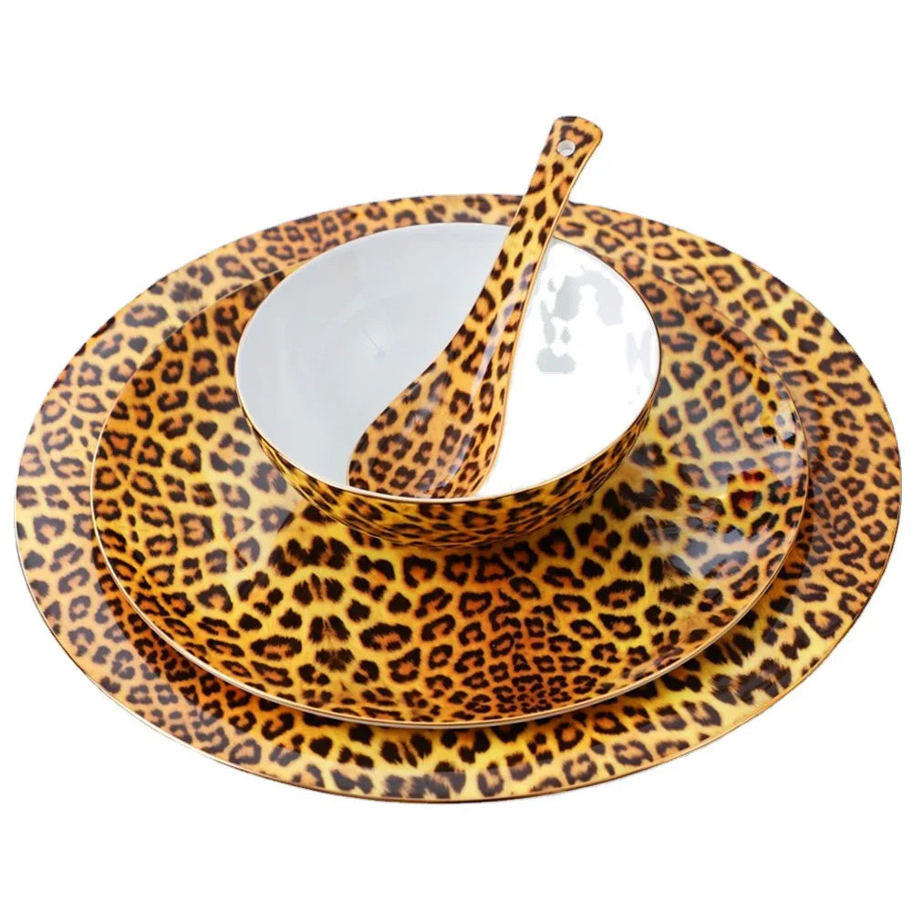 Leopard Pattern Bone China Coffee Tea Cup Hotel Clubhouse Restaurant Tableware C image 4