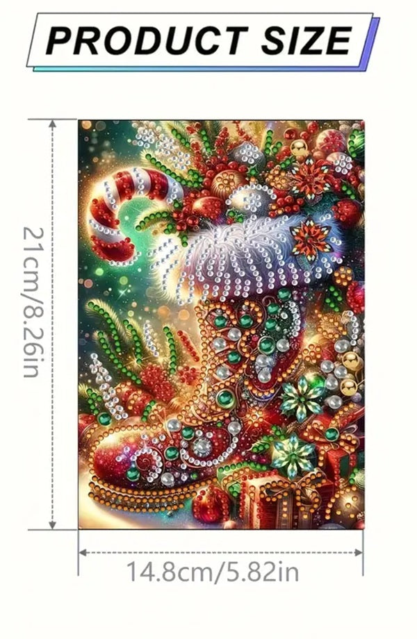 Christmas Atmosphere Shoe Pattern Notebook, Journal, Diamond Jewel Art COMPLETED image 4