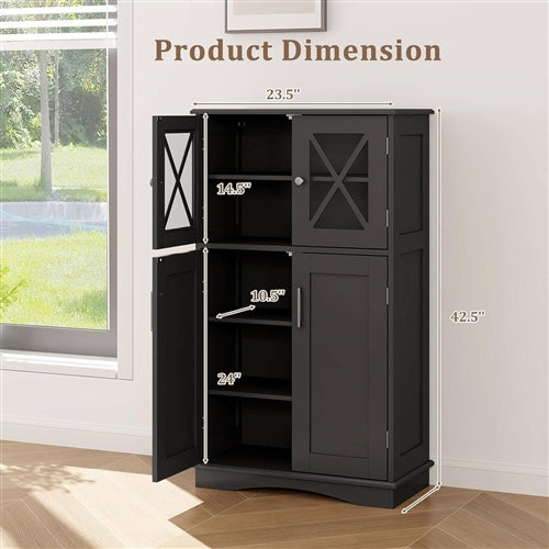 3 Colors Bathroom Towel Linen Cabinet with Glass Doors and Storage Shelves image 9