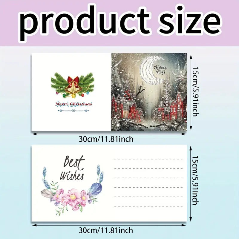 6 Christmas Wishes Greeting Cards Diamond Jewel Art COMPLETED & SEALED image 5