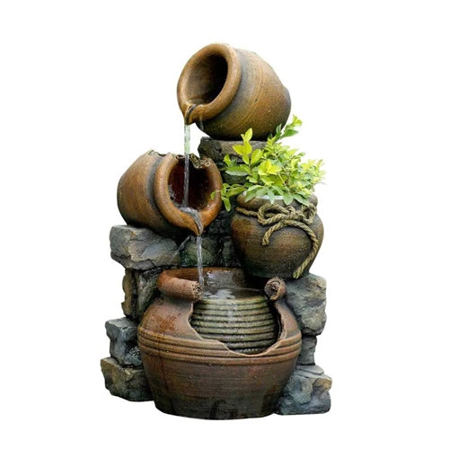 2-in-1 Outdoor Polyresin 15-Gallon Pouring Pots Water Fountain Planter image 0