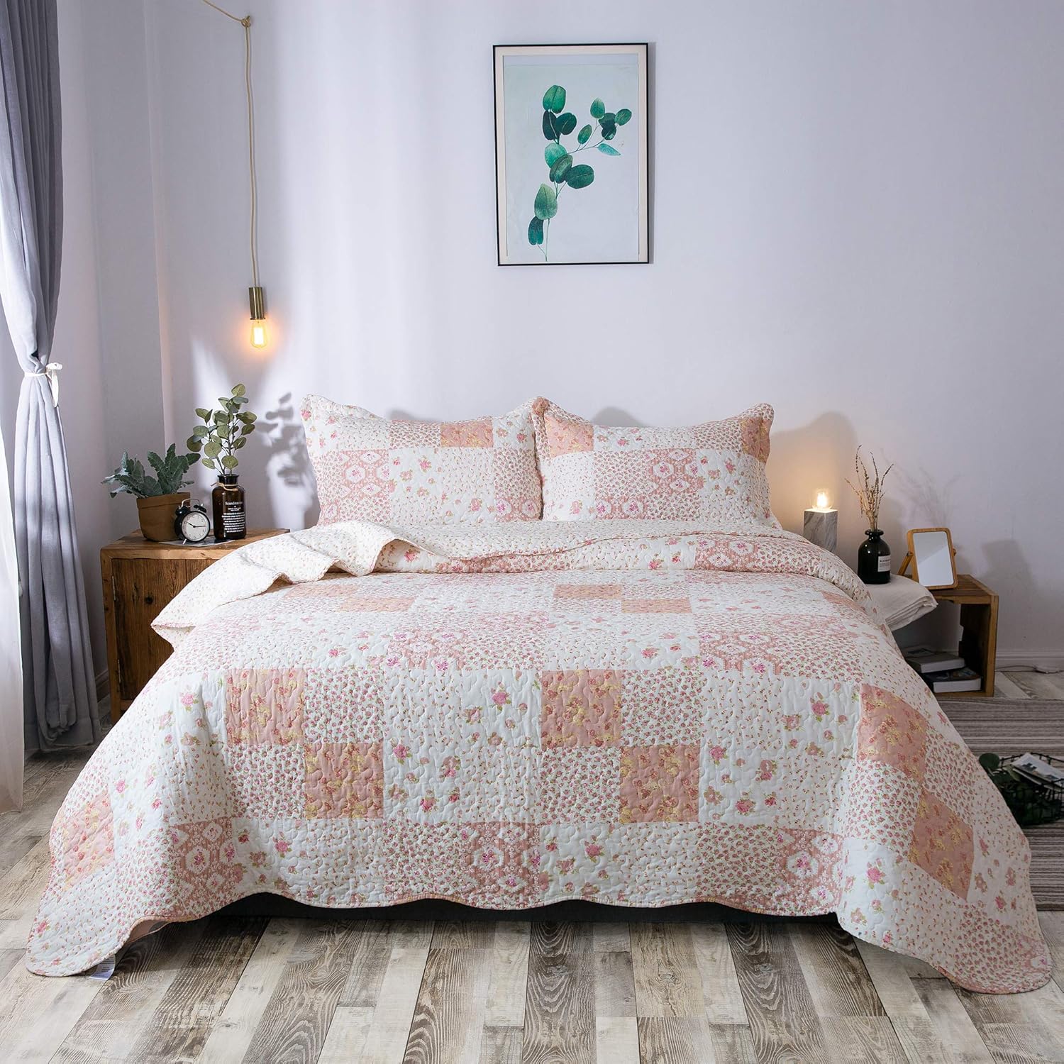 2/3pcs Light Floral Quilt Set, Cute Print All Season Lightweight Bedspread Cover image 21