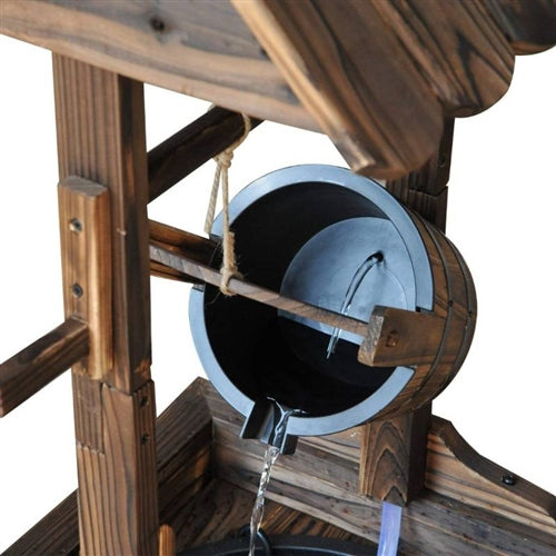 Outdoor Garden Solid Wood Wishing Well Water Fountain with Bucket and Pump image 3
