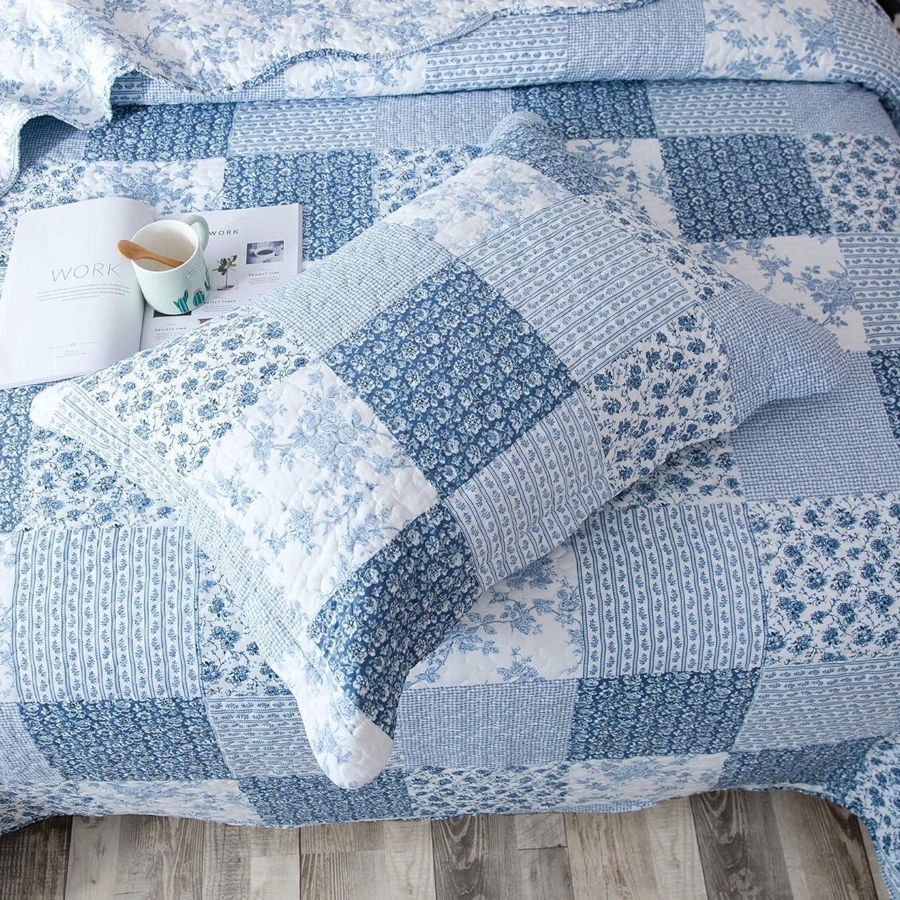 2/3pcs Light Floral Quilt Set, Cute Print All Season Lightweight Bedspread Cover image 13