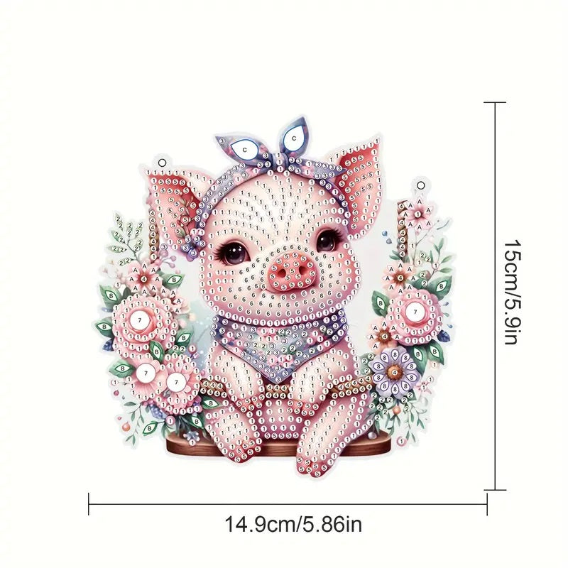 Pig Piggy Diamond Jewel Art Hanging Decor, Home & Bedroom Decor COMPLETED image 3
