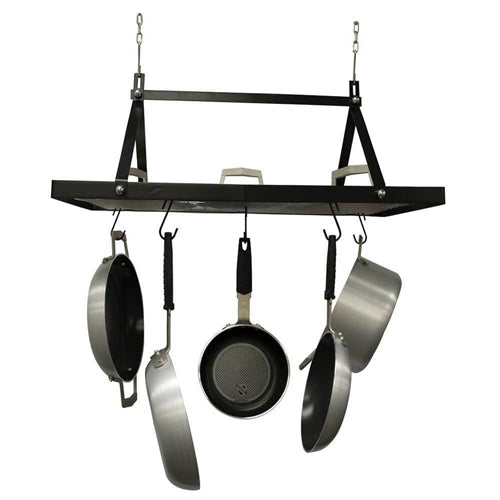 Black Metal Rectangular Pot Rack with 12 Hanging Hooks - Holds up to 40 lbs. image 3