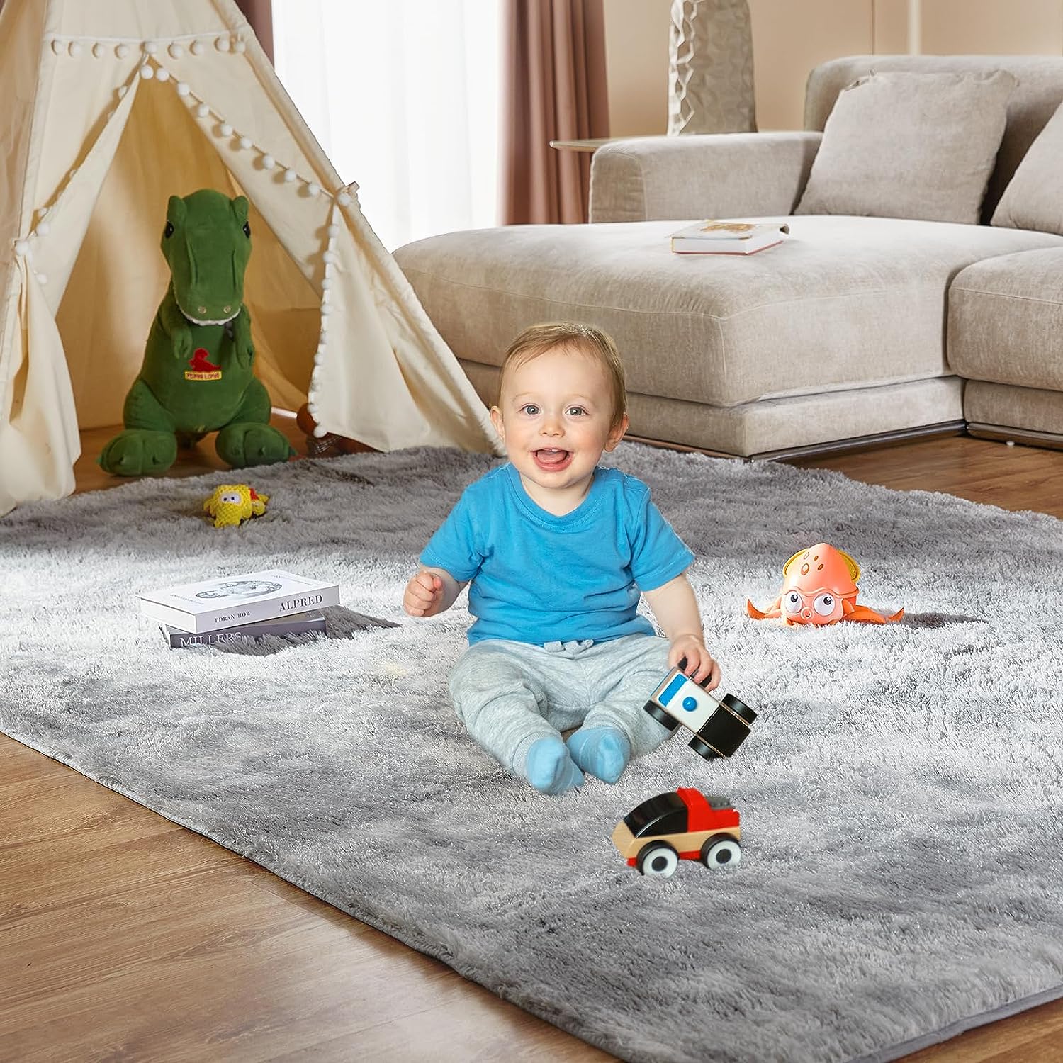 Silk Wool Rug Bedroom Living Room Carpet Children Shag Furry Area Carpet Prayer  image 2