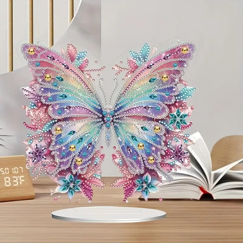 Sparkling Butterfly Diamond Jewel Art On Stand, Home & Bedroom Decor COMPLETED image 2
