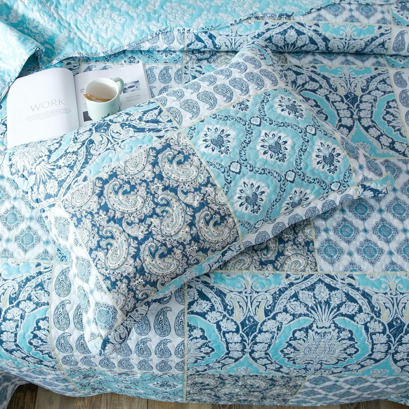 2/3pcs Light Floral Quilt Set, Cute Print All Season Lightweight Bedspread Cover image 6