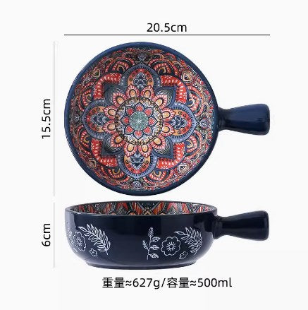 New Bohemian Style Ceramic Household Dishes with Handles Bowls Dishes and Househ image 14