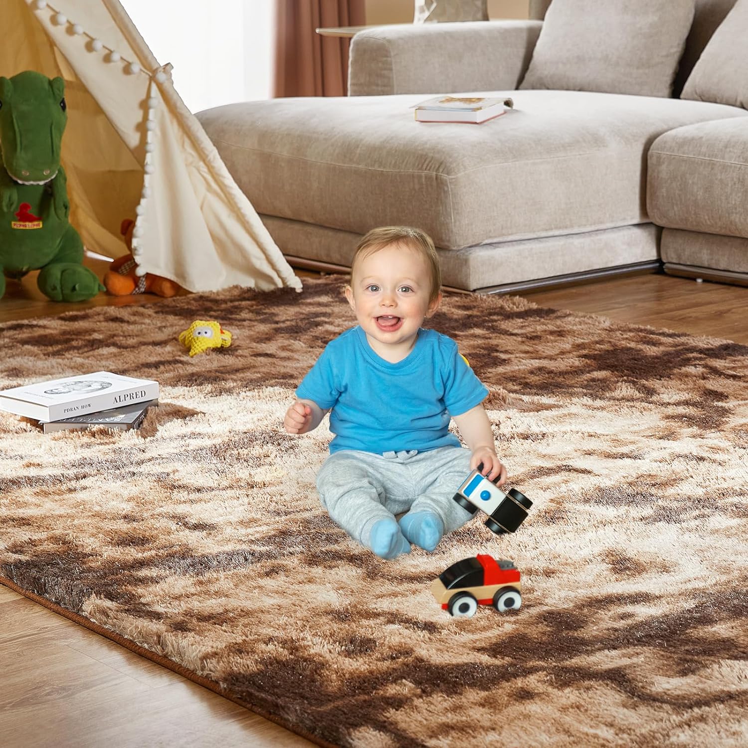 Silk Wool Rug Bedroom Living Room Carpet Children Shag Furry Area Carpet Prayer  image 3