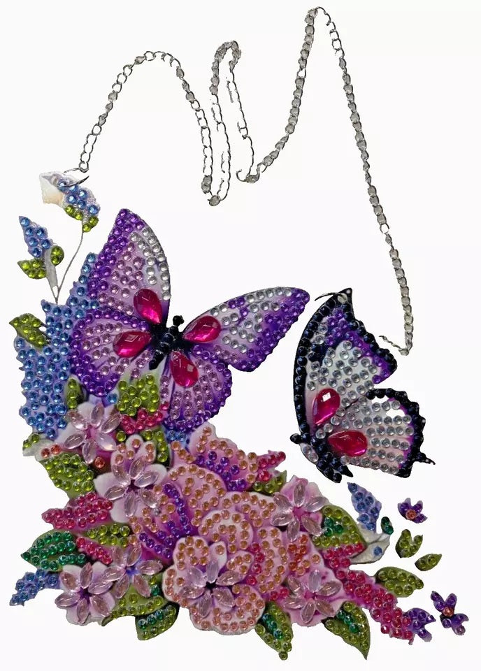 2 Butterflies Diamond Jewel Art Hanging Decor, Home & Bedroom Decor COMPLETED image 2