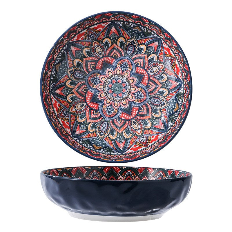 New Bohemian Style Ceramic Household Dishes with Handles Bowls Dishes and Househ image 5
