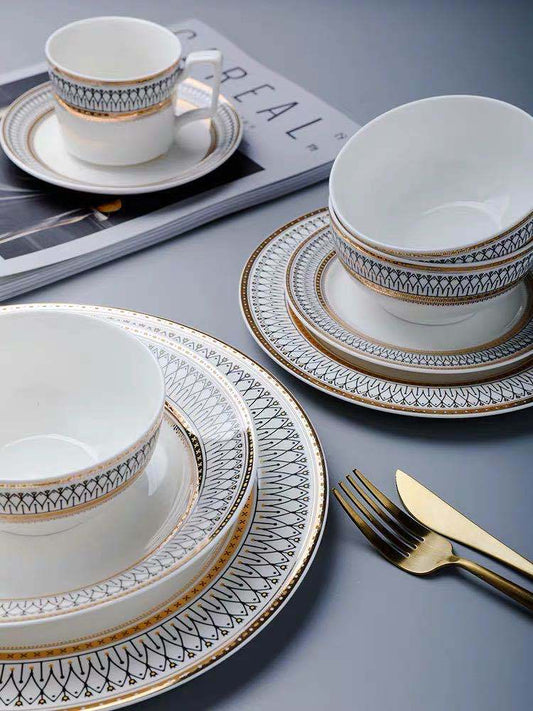 Nordic Luxury Dinner Plates Set, Rice Bowl, Soup Plate, Serving Cake Dessert Pla image 0