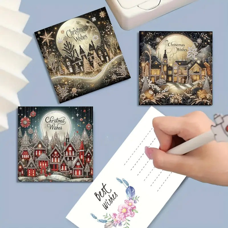 6 Christmas Wishes Greeting Cards Diamond Jewel Art COMPLETED & SEALED image 2