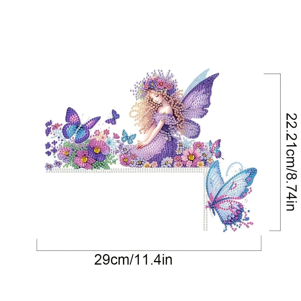 Cute Purple Butterfly Fairy House Wooden Door Sign Diamond Jewel Art COMPLETED image 5