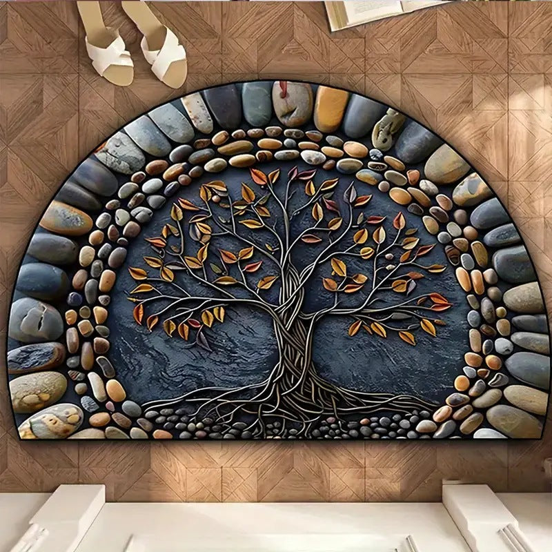 VIKAMA Crystal Velvet Boho Half Round Carpett Living Room Entryway Floor Mat Non image 6