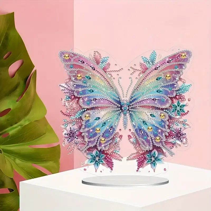 Sparkling Butterfly Diamond Jewel Art On Stand, Home & Bedroom Decor COMPLETED image 1