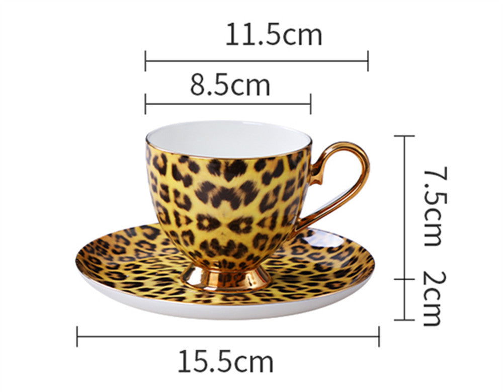 1pcs Bone China British Tea Cup Set Leopard Print Porcelain Coffee Set Ceramic T image 9