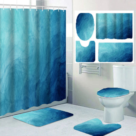 1/4 set seawater Bathroom Curtains, Toilet Seat Decoration, Shower Curtain with  image 0