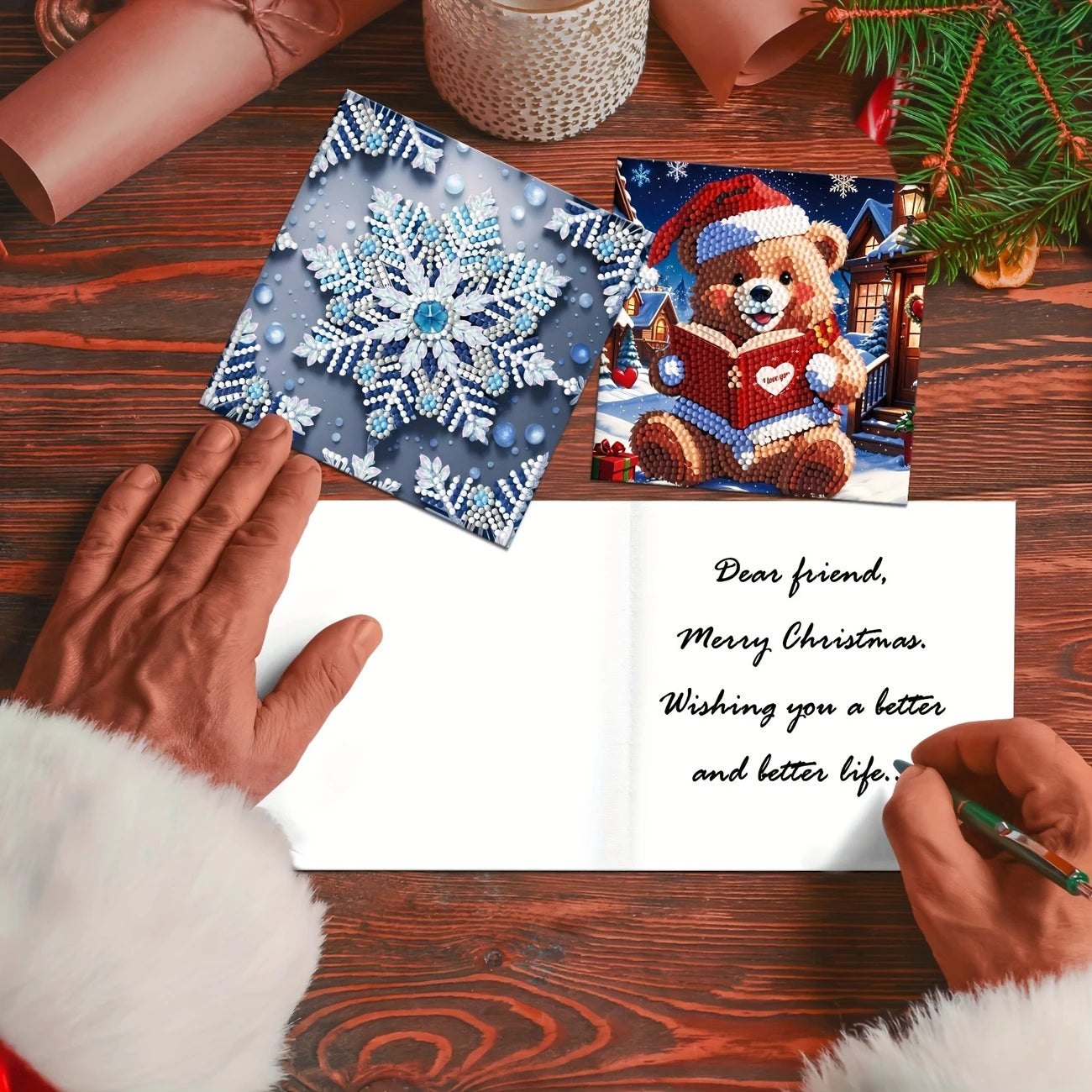 12pcs Diamond Painting Handmade Christmas Greeting Cards, COMPLETED & SEALED image 3