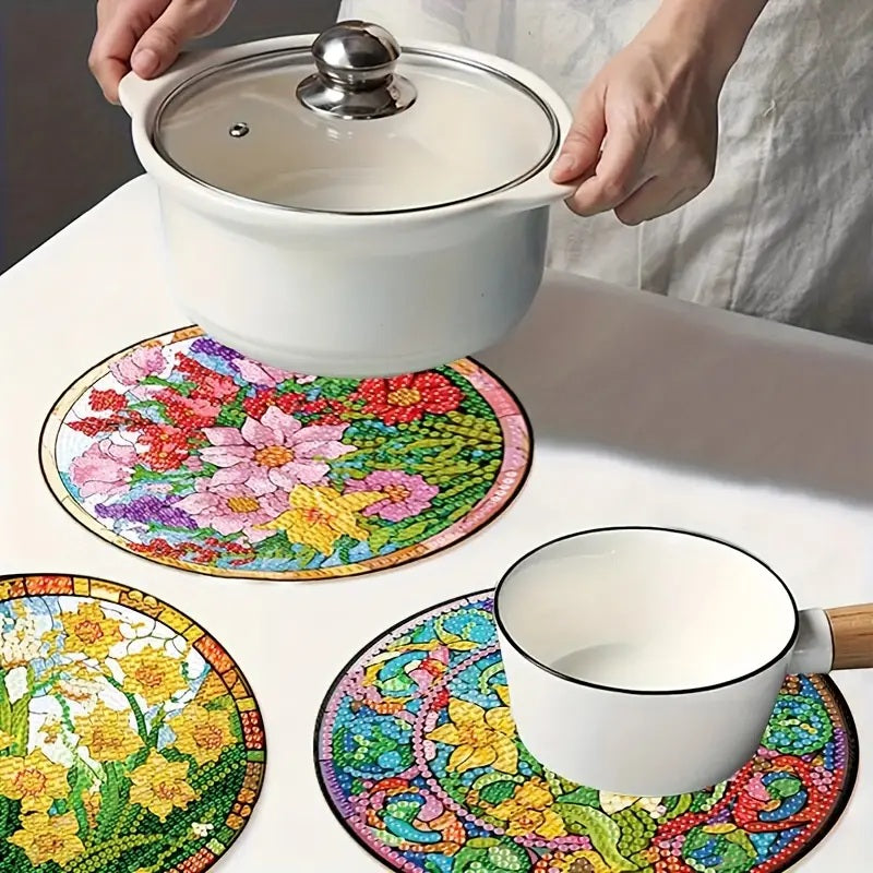 4pcs Sunflower Floral Pattern Heat-insulated Table Mats COMPLETED, SEALED image 1
