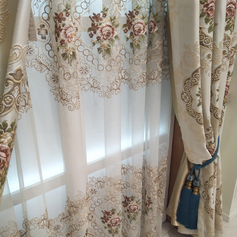 Luxury European Window Curtains for Living Room Bedroom Dining Blackout Colored  image 2