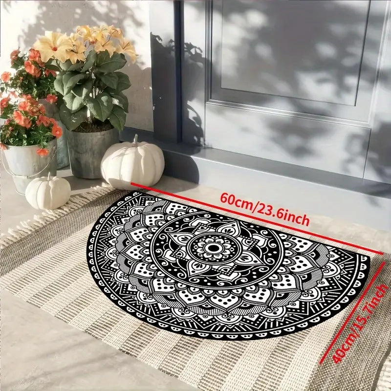 VIKAMA Crystal Velvet Boho Half Round Carpett Living Room Entryway Floor Mat Non image 8