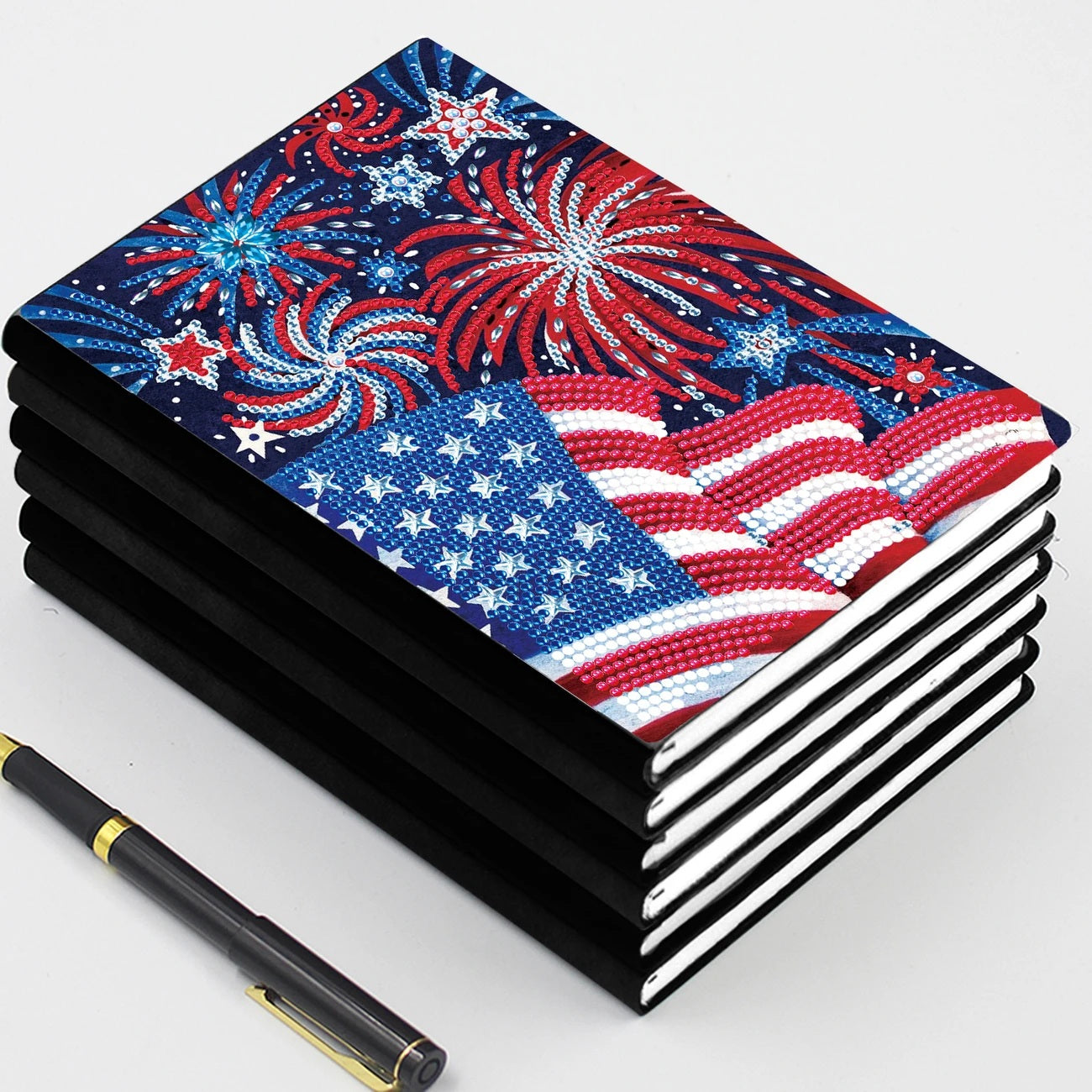 Patriotic American Flag Design Notebook, Journal, Diamond Jewel Art COMPLETED image 1