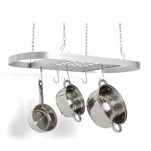 Heavy Duty Carbon Steel Ceiling Mount Kitchen Pot Rack with 16 Hanging Hooks image 0