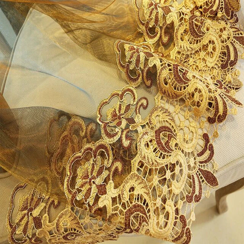 Europe Palace Semi-Blackout Curtains Luxurious Gold Jacquard  Embroidered Bedroo image 3
