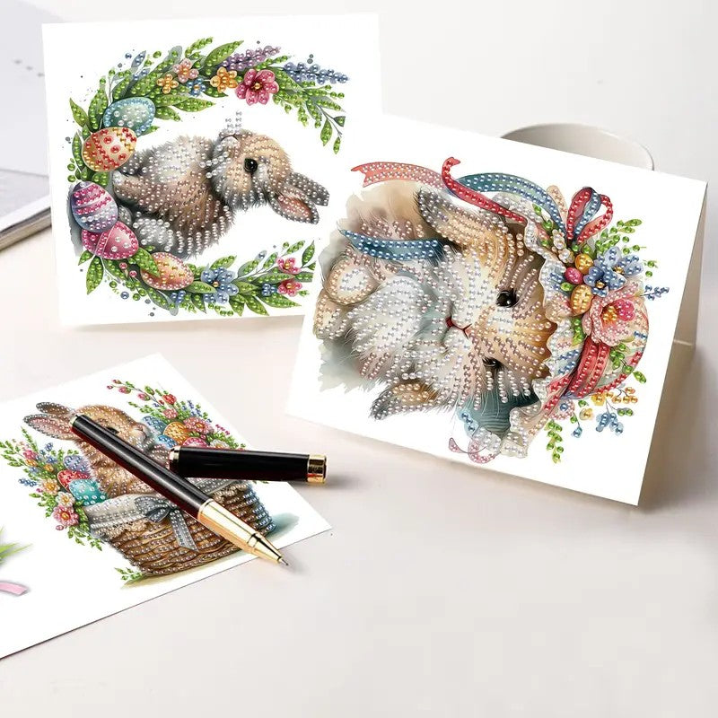 Easter Rabbit Eggs Basket Greeting Cards Jewel Art COMPLETE U CHOOSE image 2