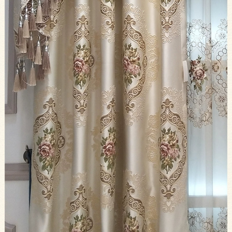 Luxury European Window Curtains for Living Room Bedroom Dining Blackout Colored  image 1